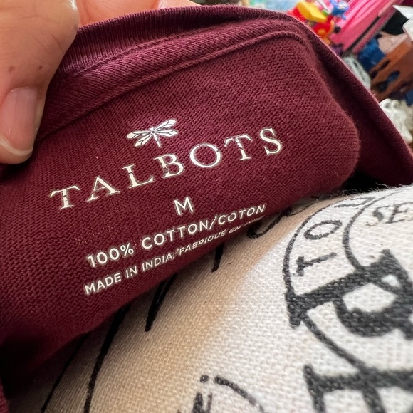 Talbots 3/4 sleeve top sequined awl burgundy women size medium - Picture 5 of 7